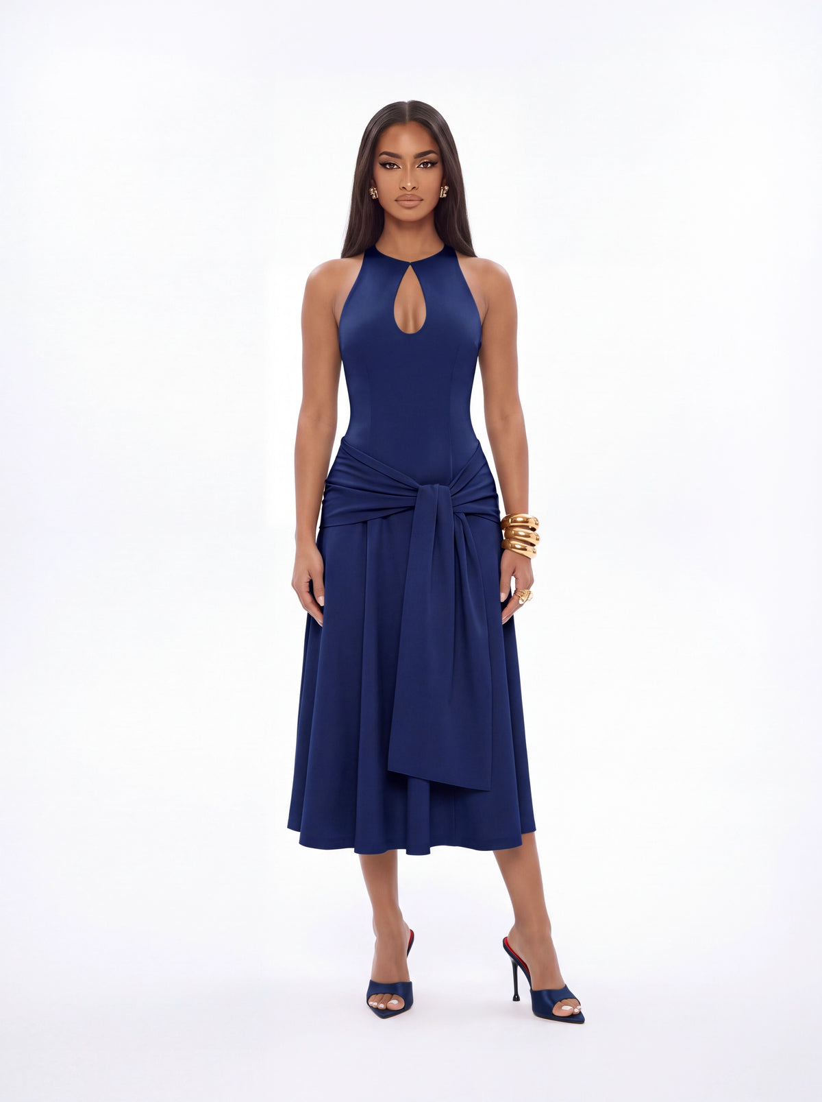 Kiana Midi Dress - Navy