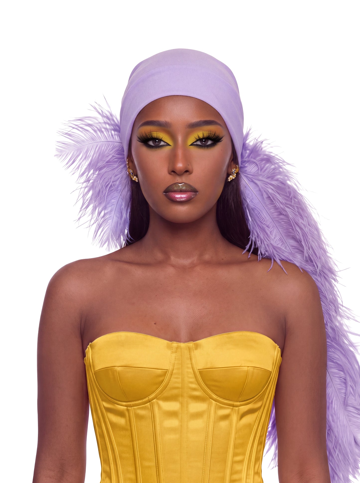 Noire Feather Headscarf- Lavender