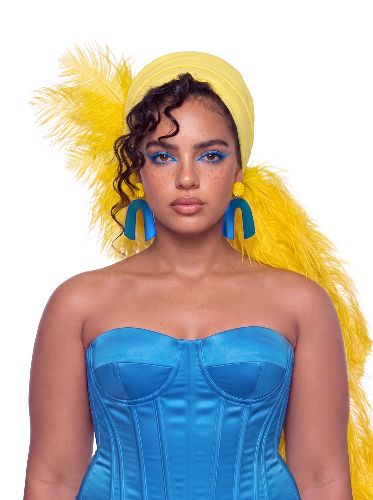 Noire Feather Headscarf- Yellow