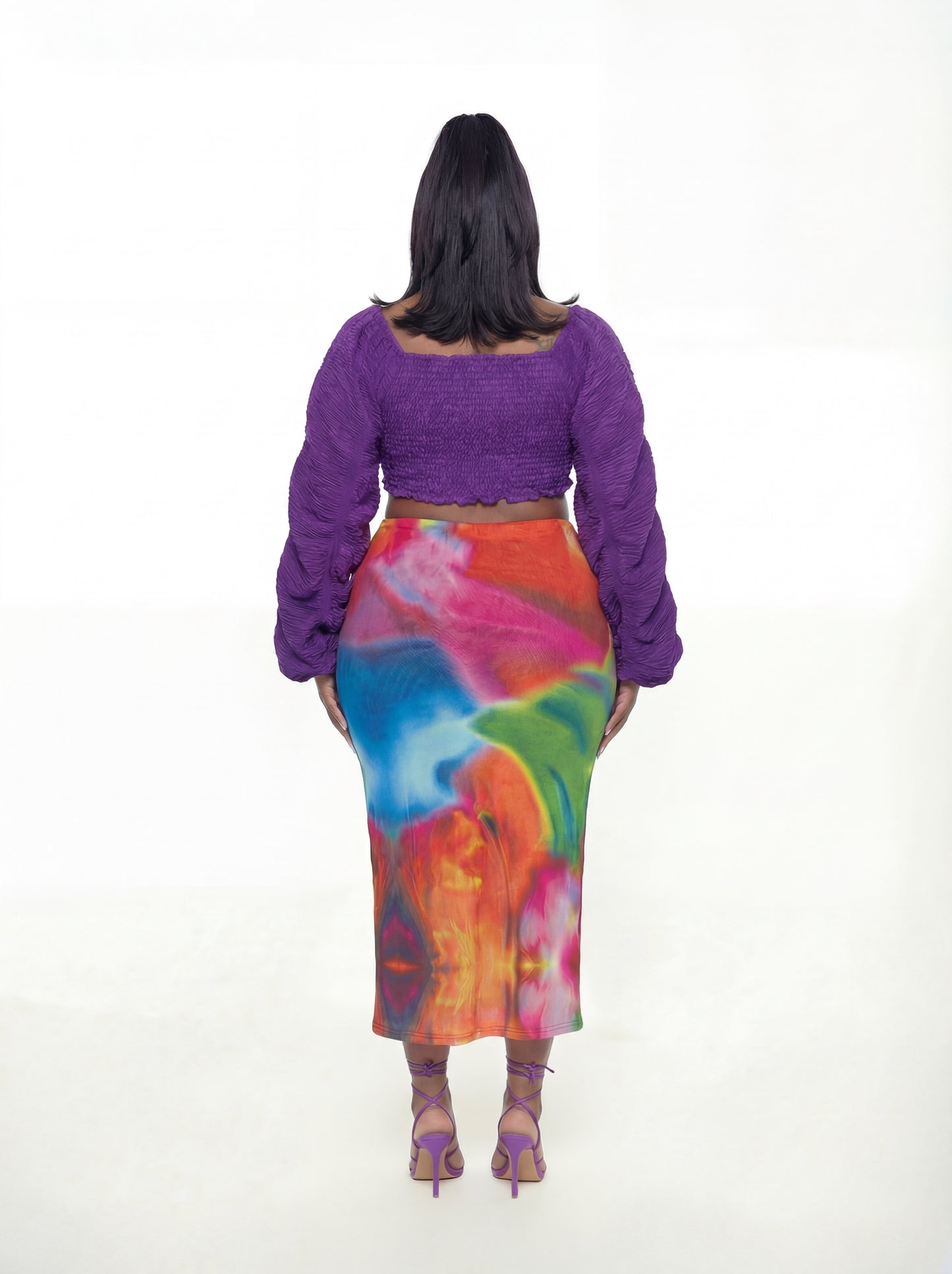 Coco Cropped Blouse (CURVE) - Purple