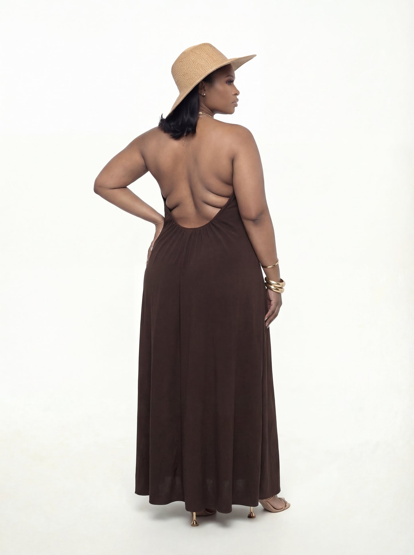 Aicha Maxi Dress (CURVE) - Brown