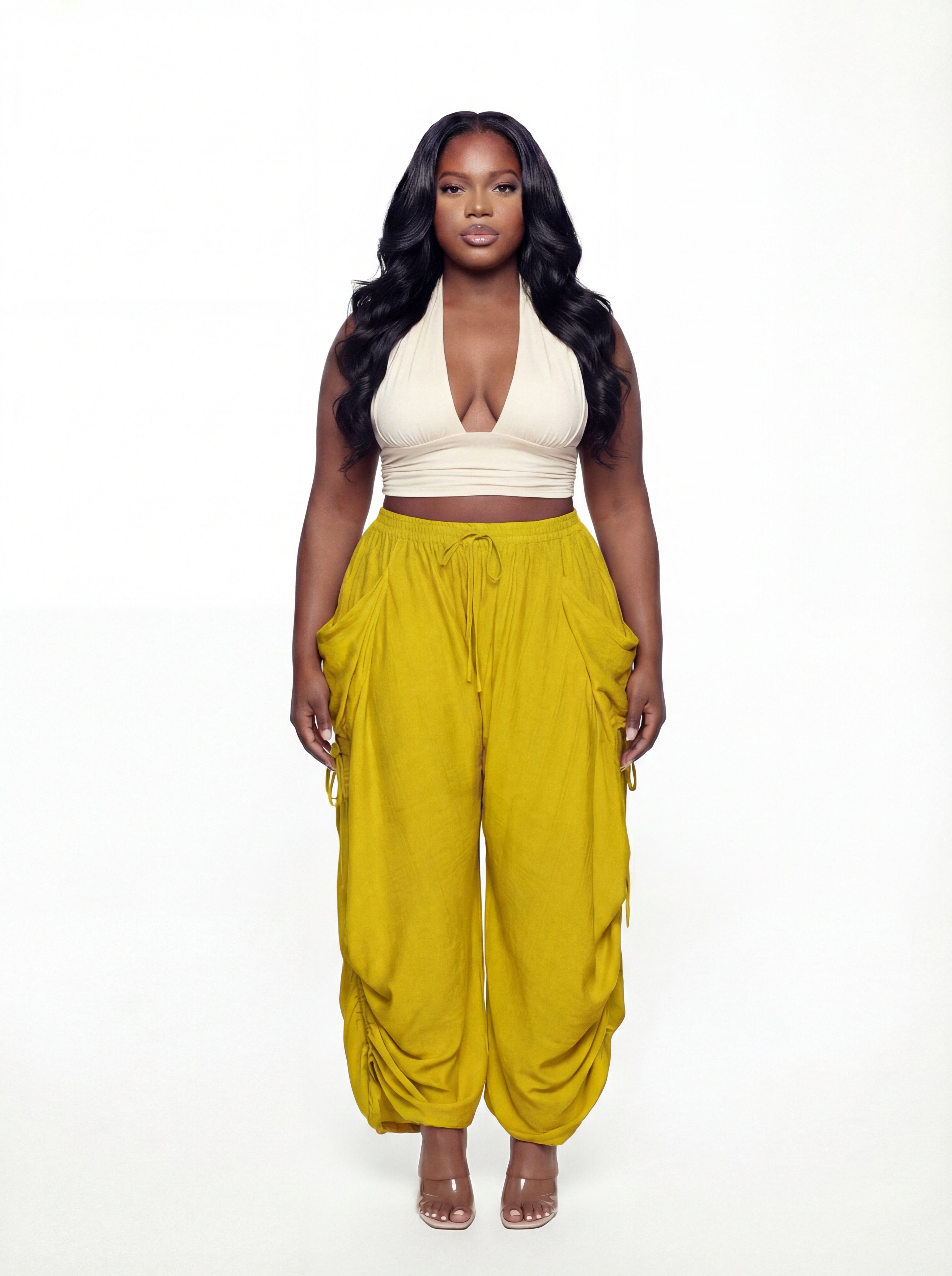 Piper Drawstring Pants (CURVE) - Marigold