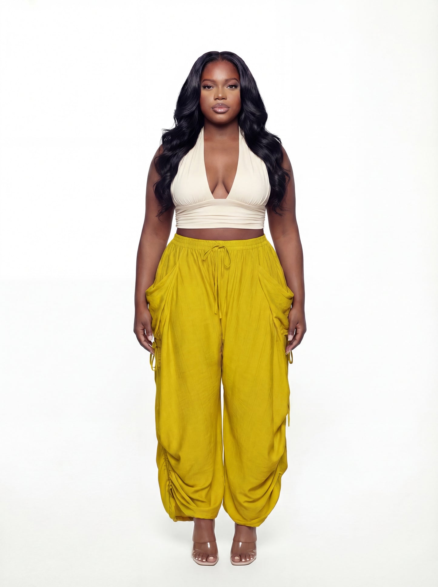 Piper Drawstring Pants (CURVE) - Marigold