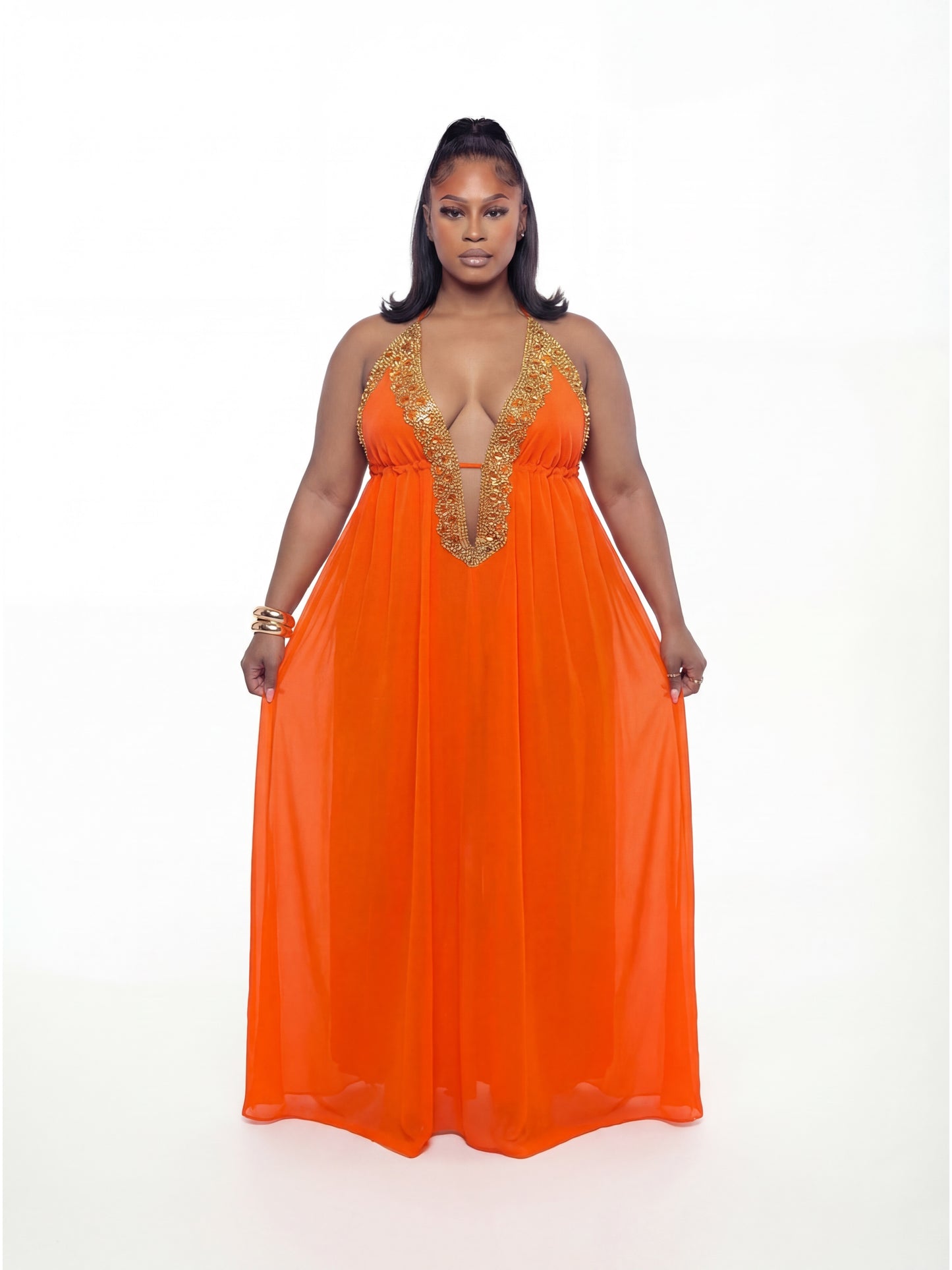 Vittoria Dress (CURVE) - Orange