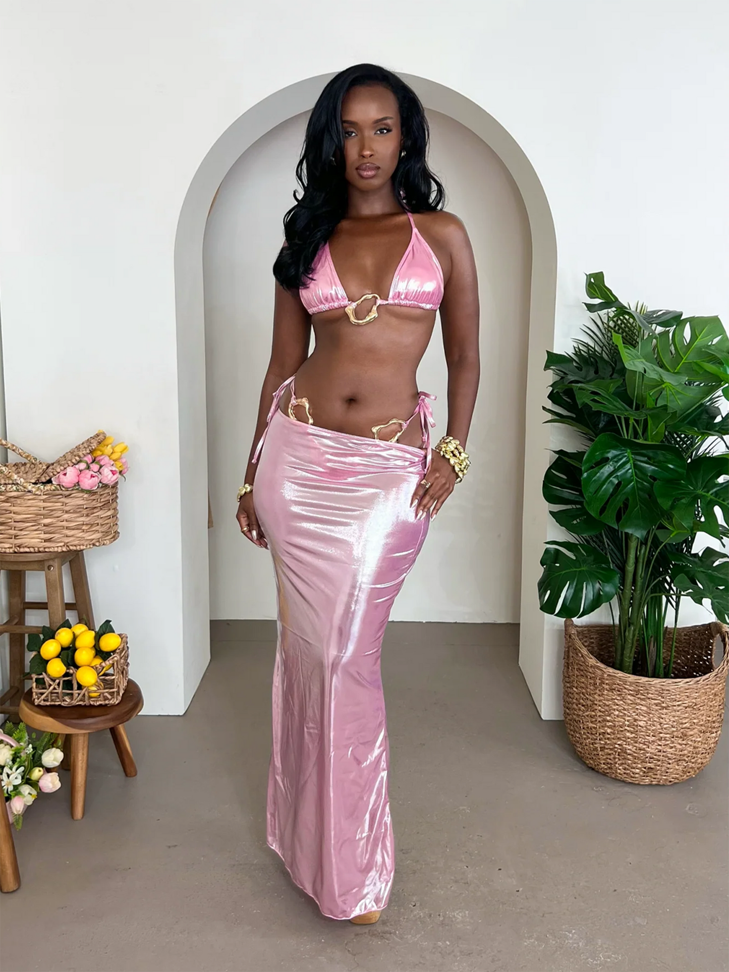 Olivia  Metallic Swimsuit - Pink