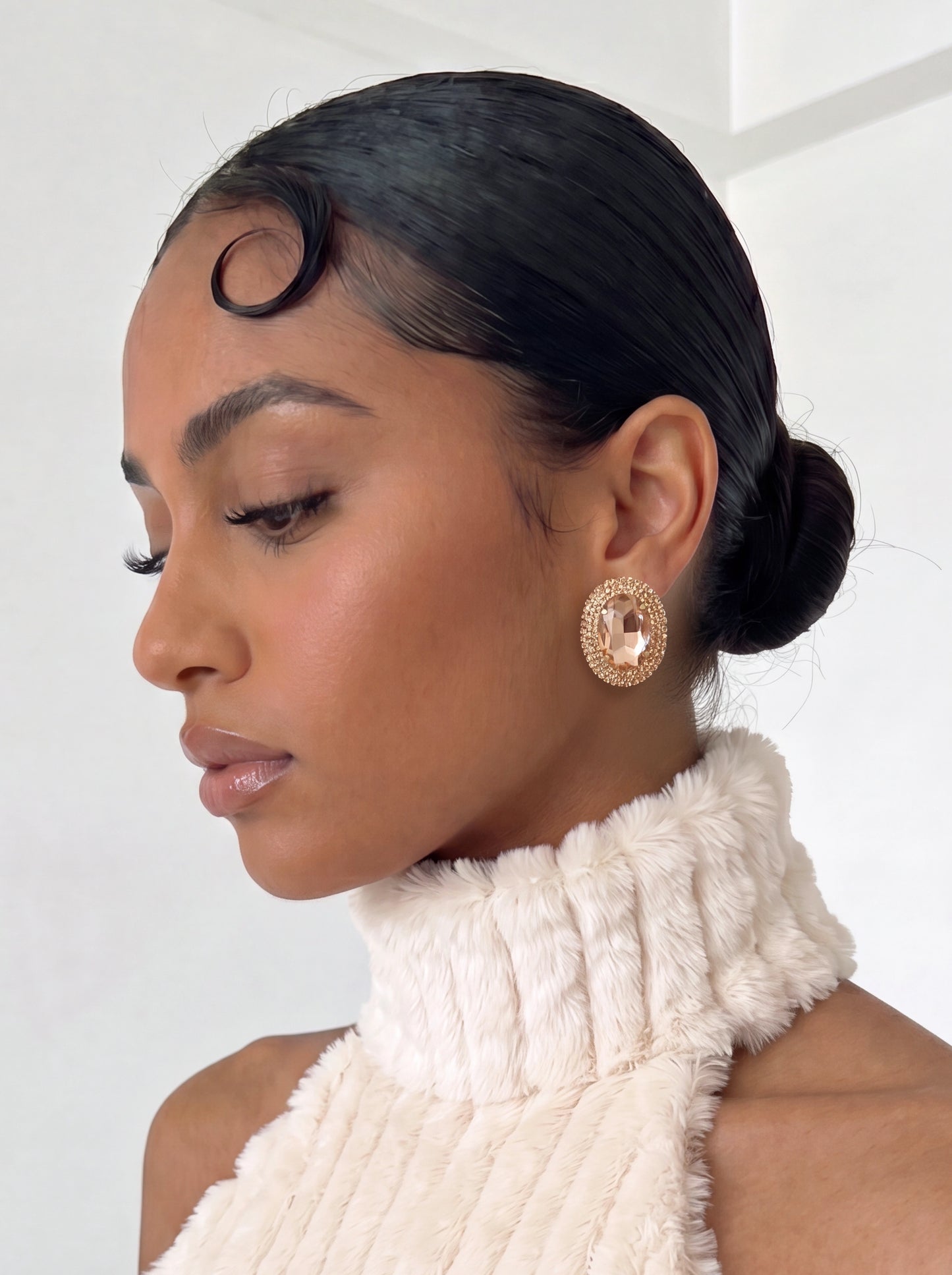 Dreya Oval Earrings - Champagne