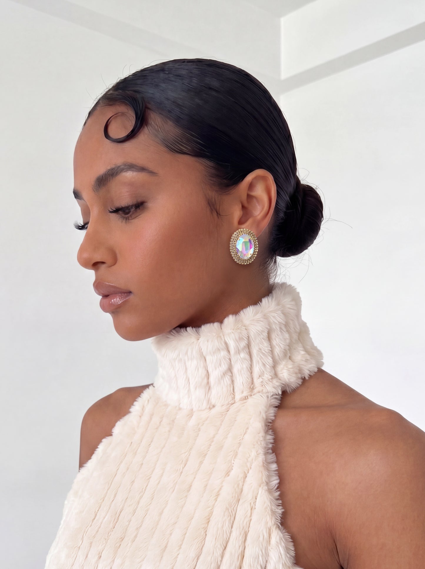 Dreya Oval Earrings - Colorful Silver