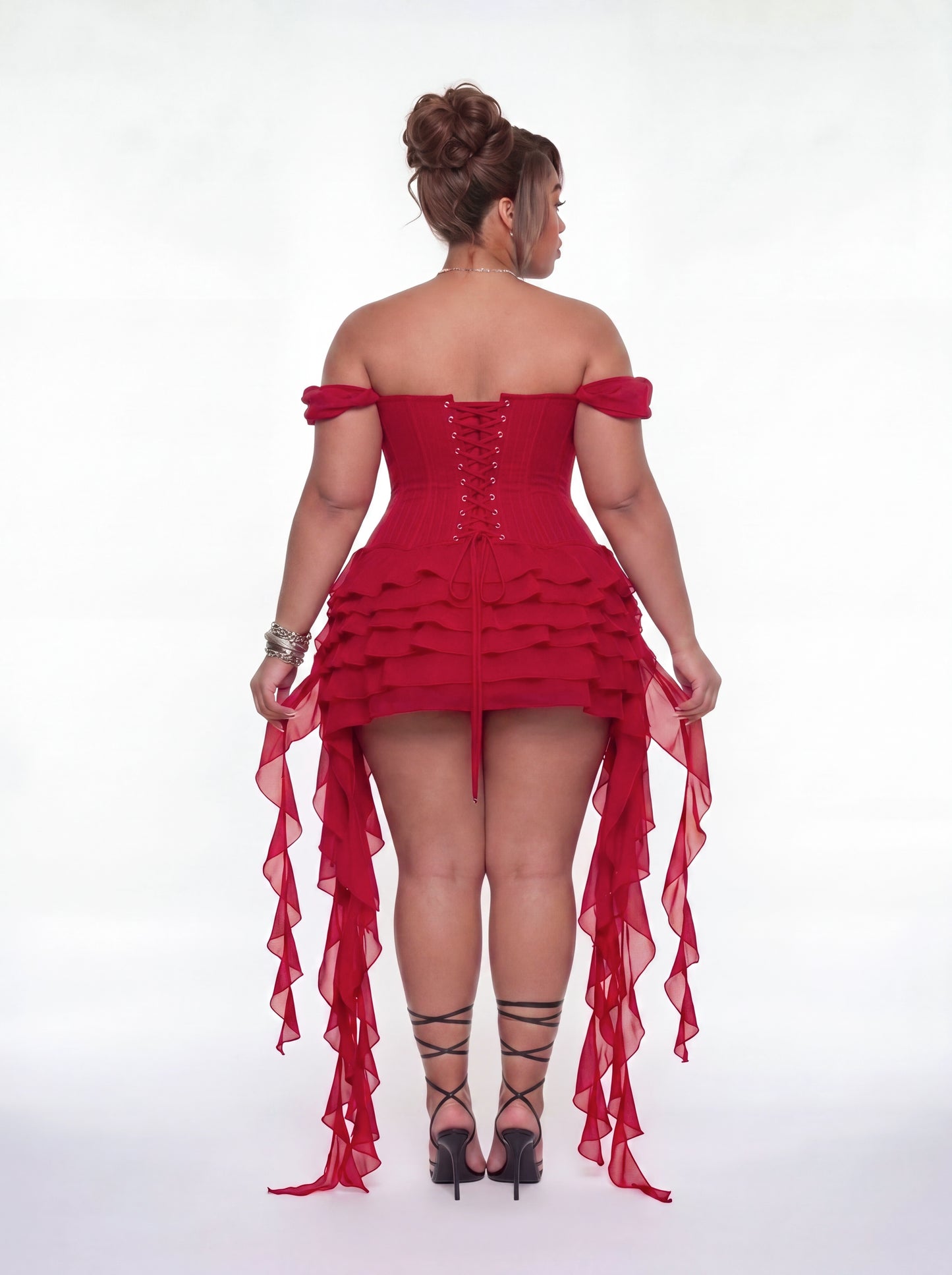 Natalie Corset Dress (CURVE) - Burgundy - Preorder
