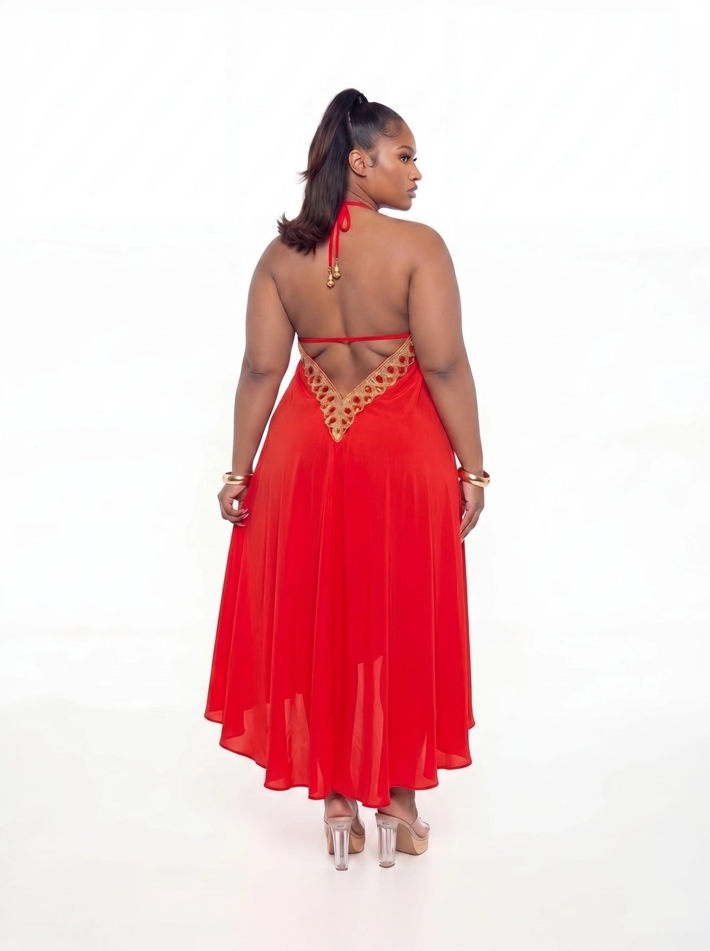 Vittoria Dress (CURVE)- Red