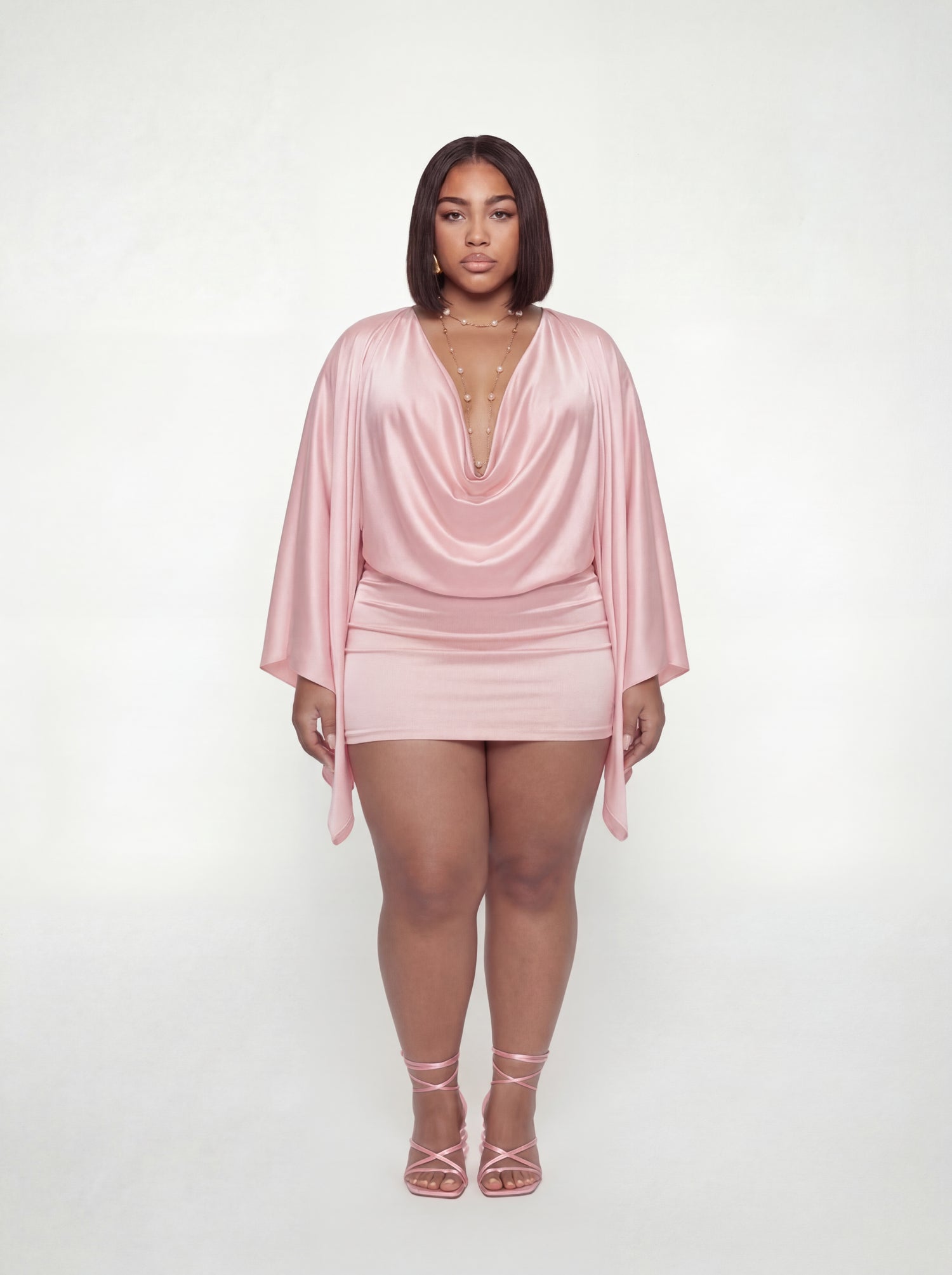 evolving shirt dress pink curve Fuchsia Cotton Poplin Puff Sleeve Woven Shirt Dress With Dropped Waist Detail
