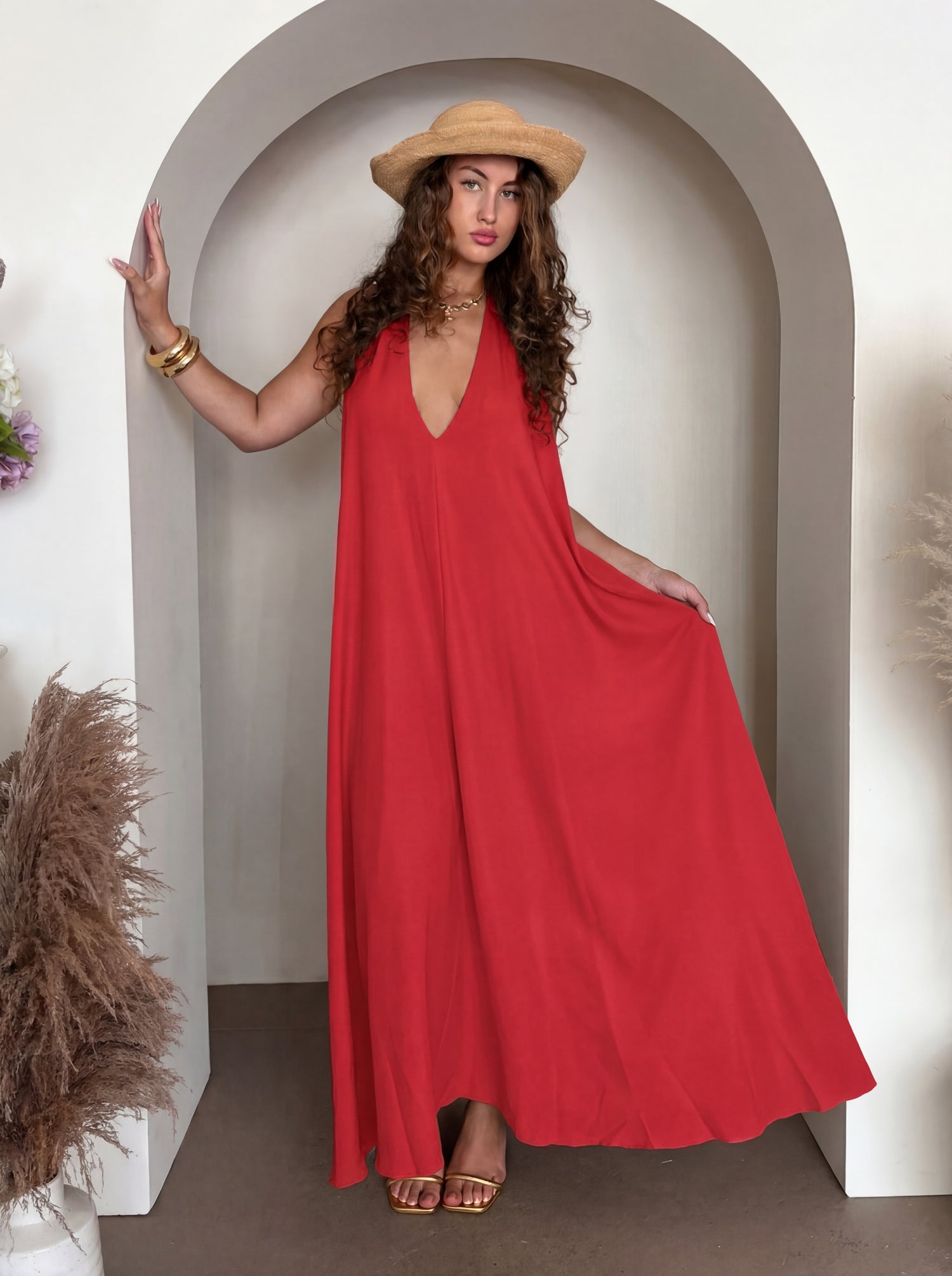 red poppy maxi dress Petite Isabelle Navy Red Poppy Float Sleeve Maxi Dress Scarlett & Jo