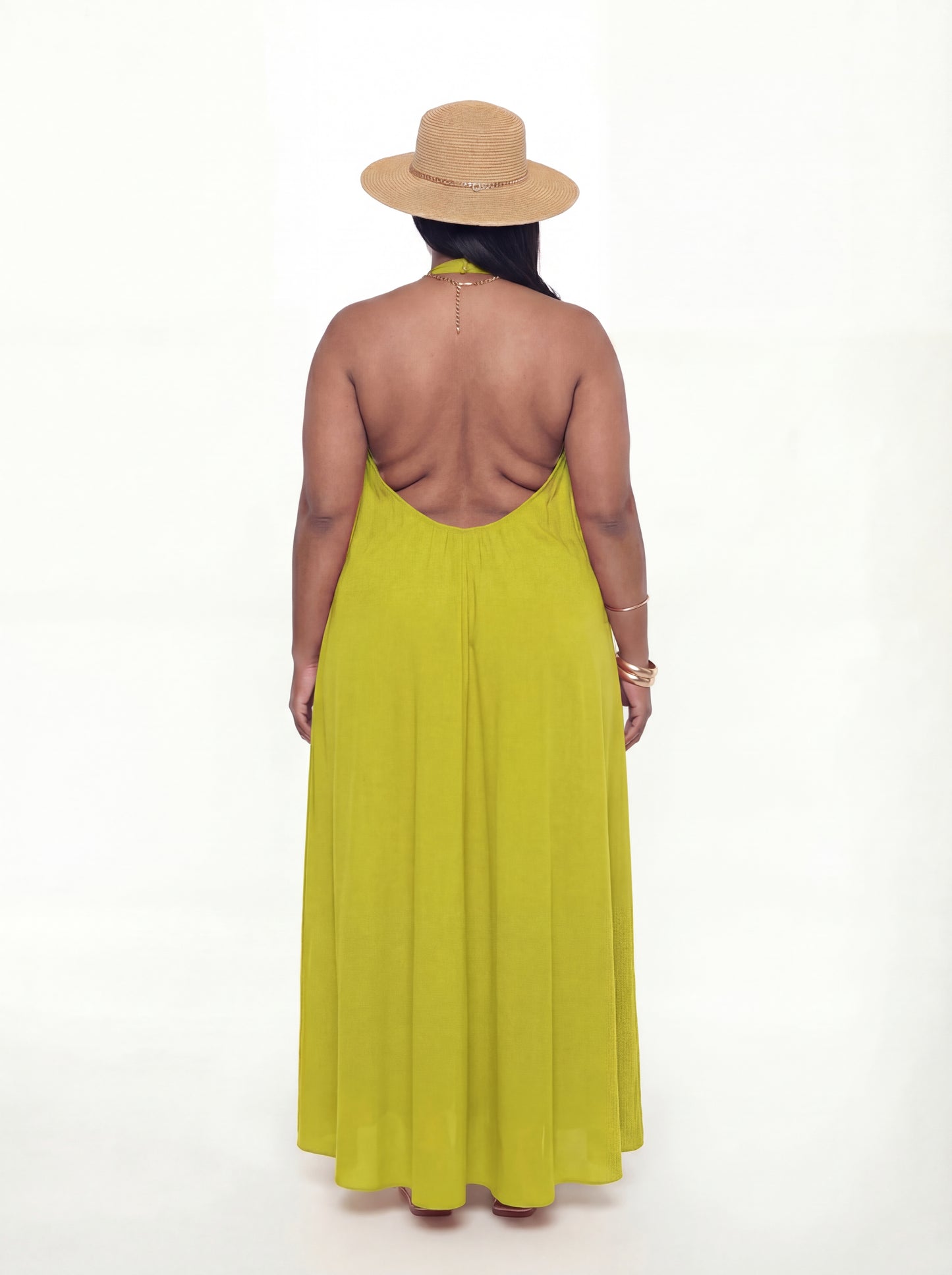 Aicha Maxi Dress (CURVE) - Chartreuse Green