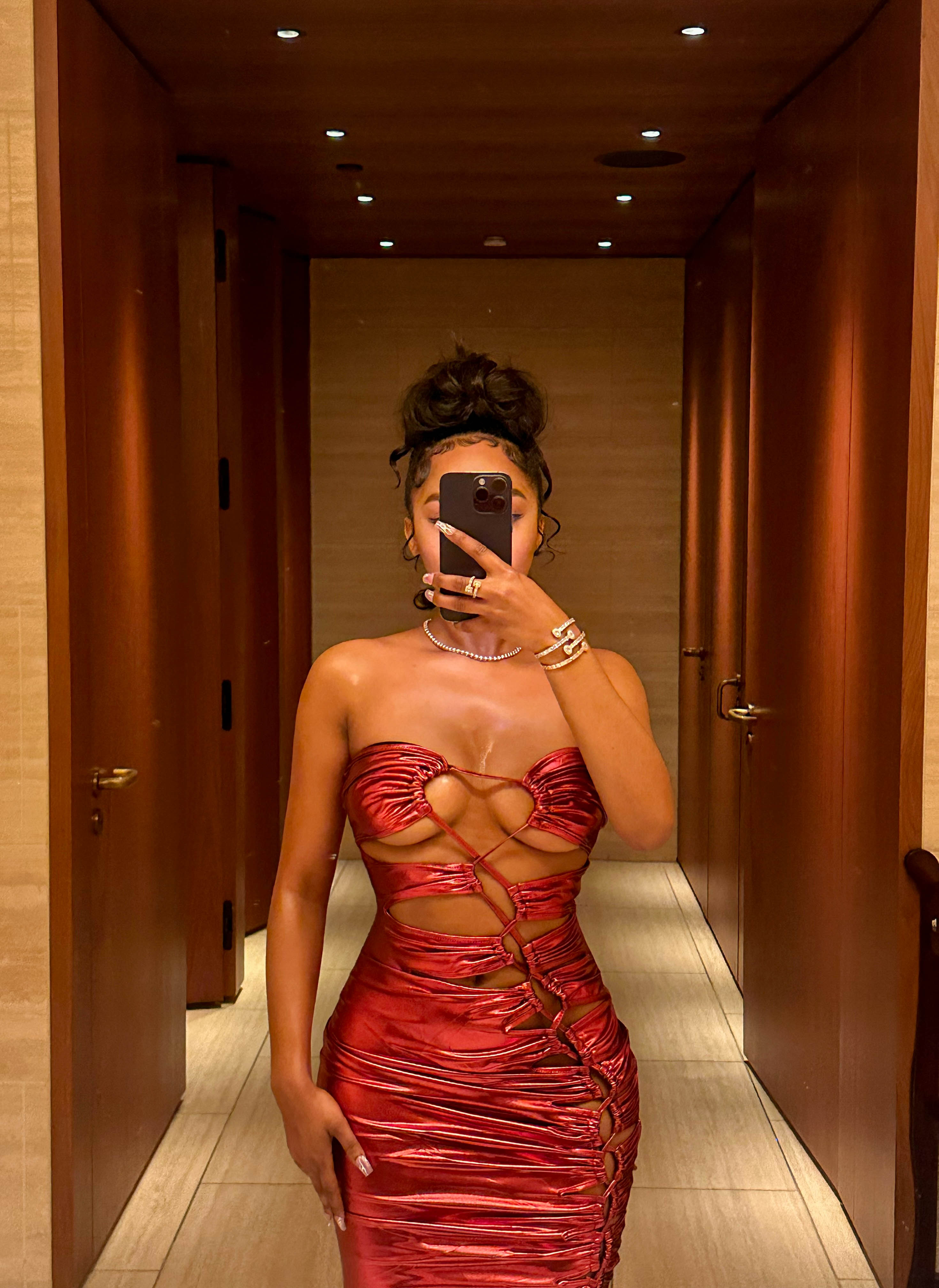 Naomi Satin Dress- Gold – Pink Plastic