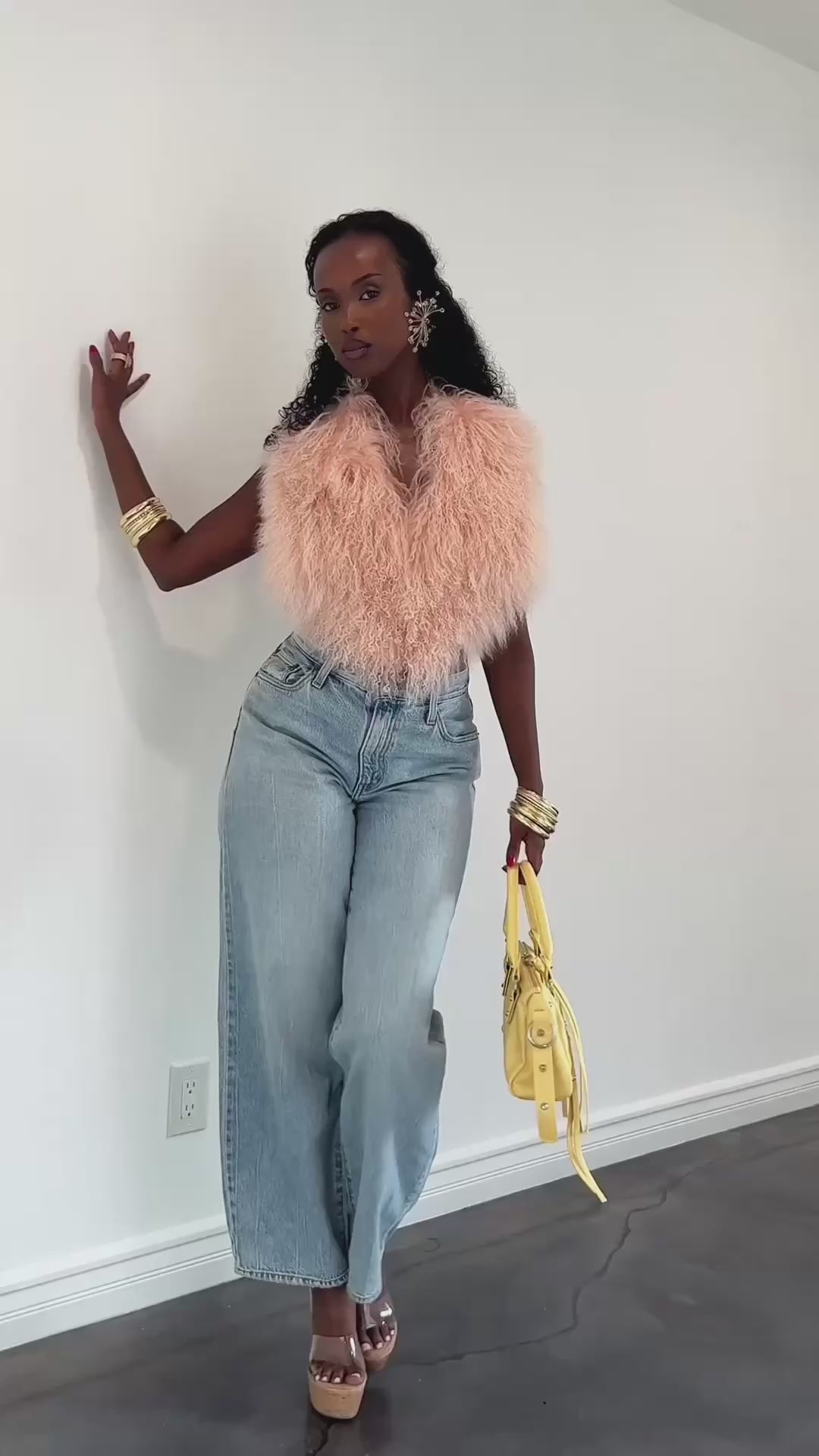 Clarissa Fur Vest - Pale Pink