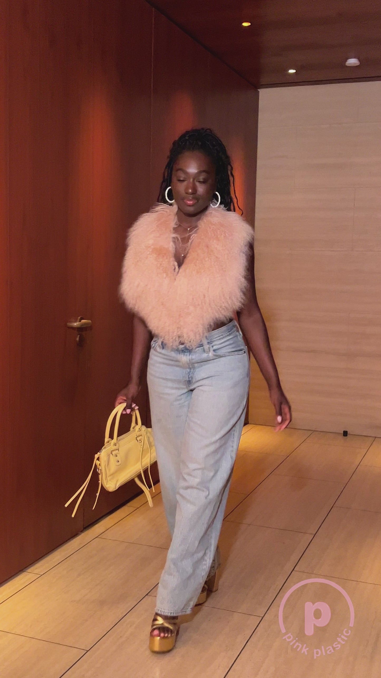 Clarissa Fur Vest - Pale Pink