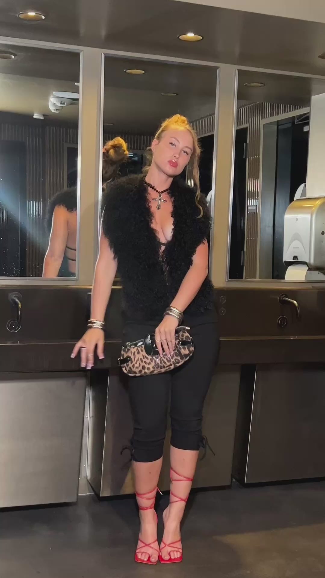 Ella  Fur Vest - Black