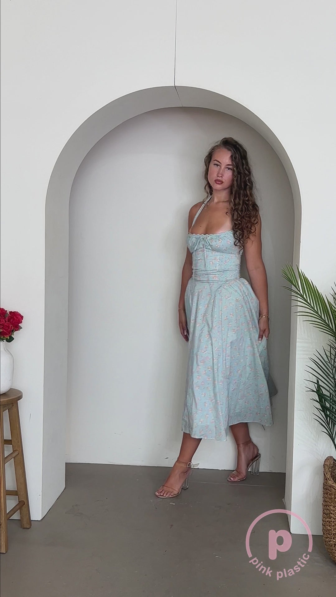 Alessia Corset Halter Dress - Light Blue