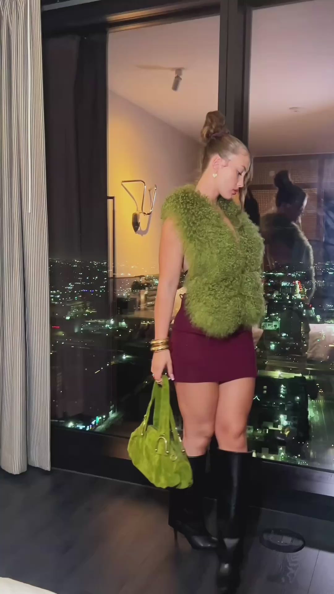 Ella Fur Vest - Olive