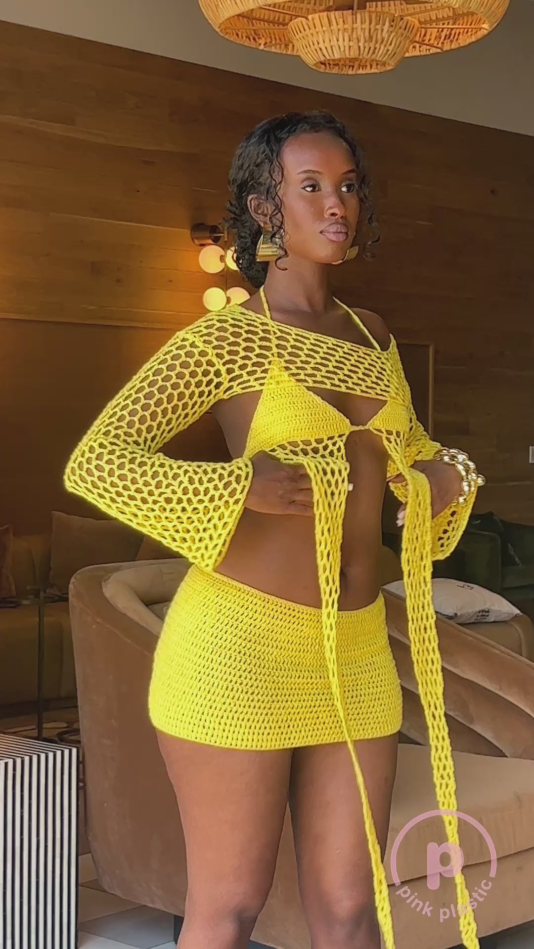 Phoebe Crochet Skirt Set - Yellow