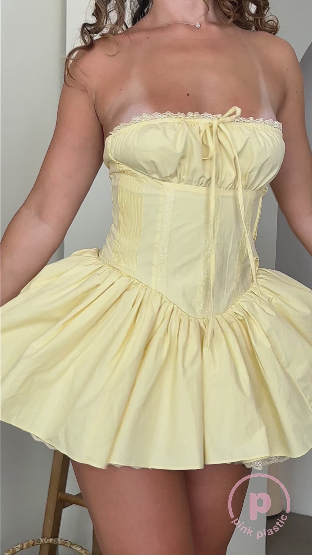 Violette Corset Tube Mini Dress - Yellow