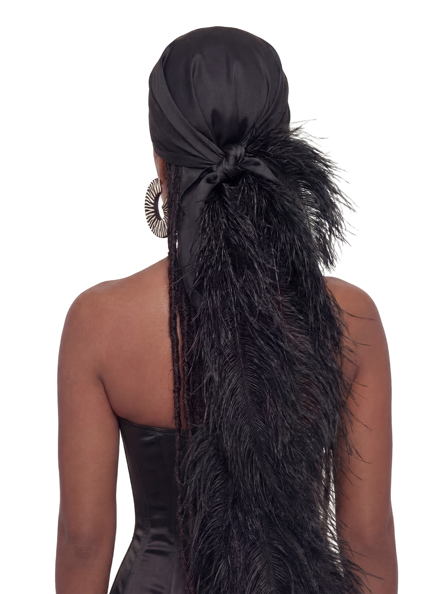 Noire Feather Headscarf- Black