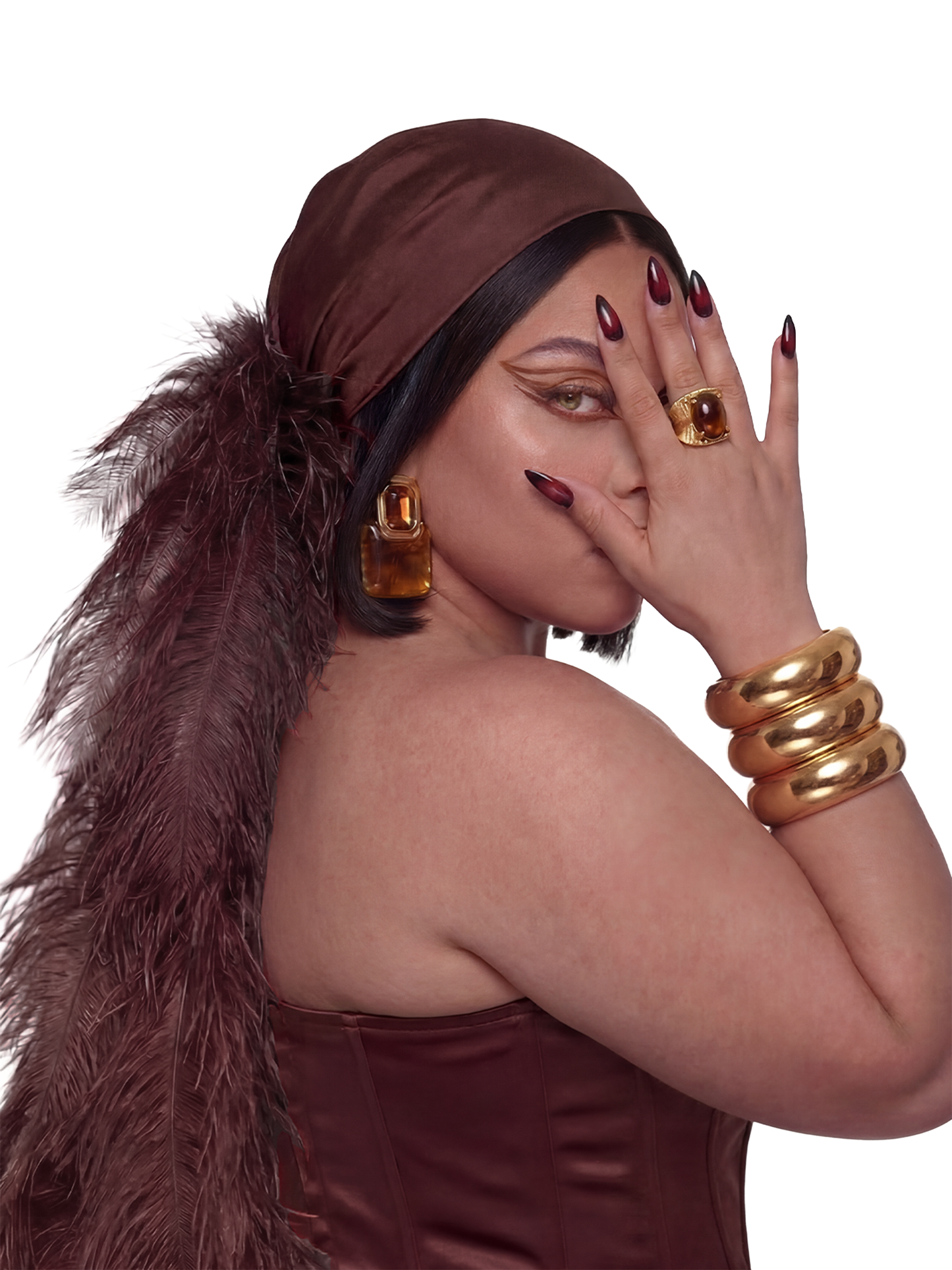 Noire Headscarf Scarfs- Brown