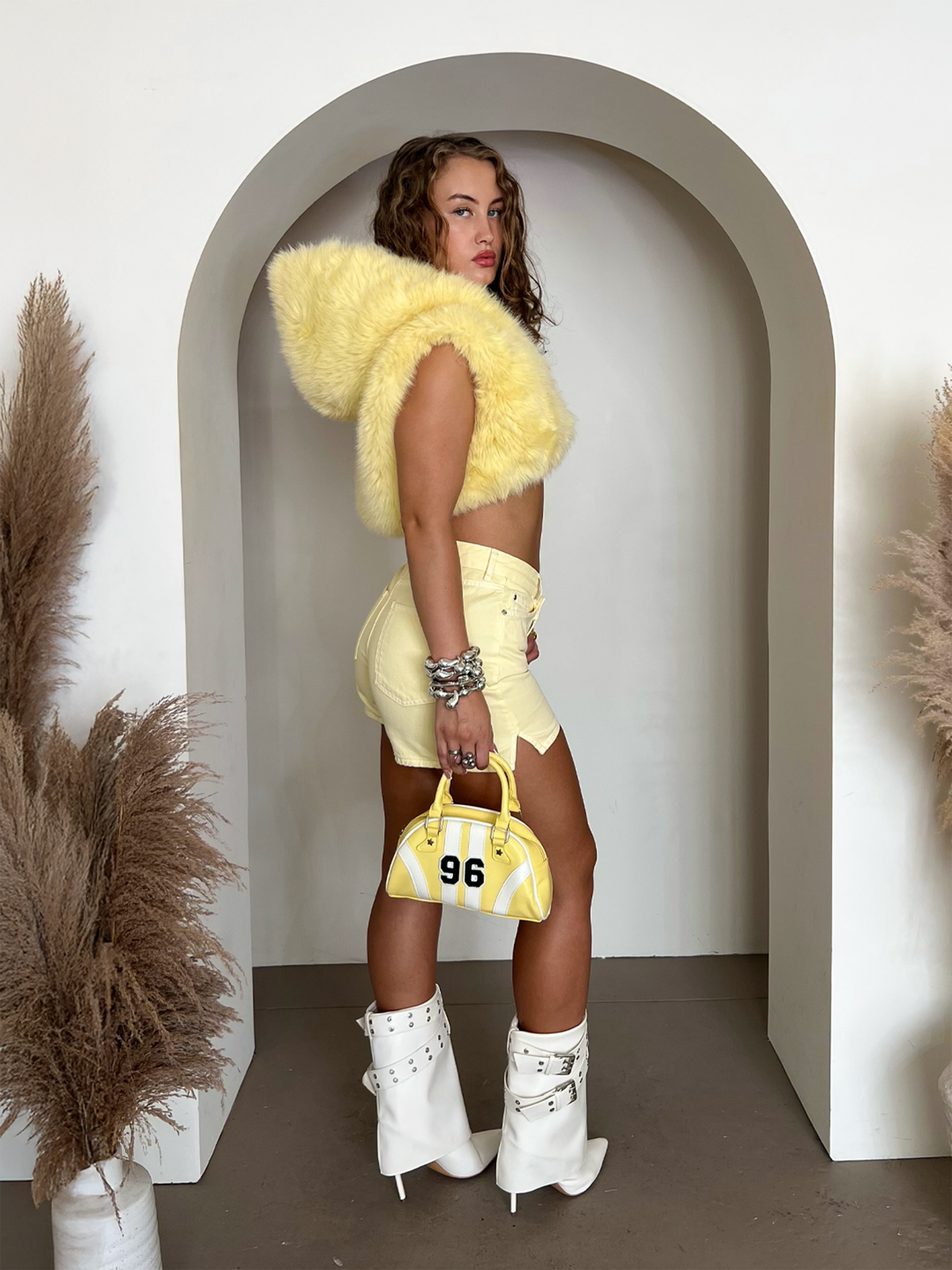 Alice Cropped Vest-  Yellow