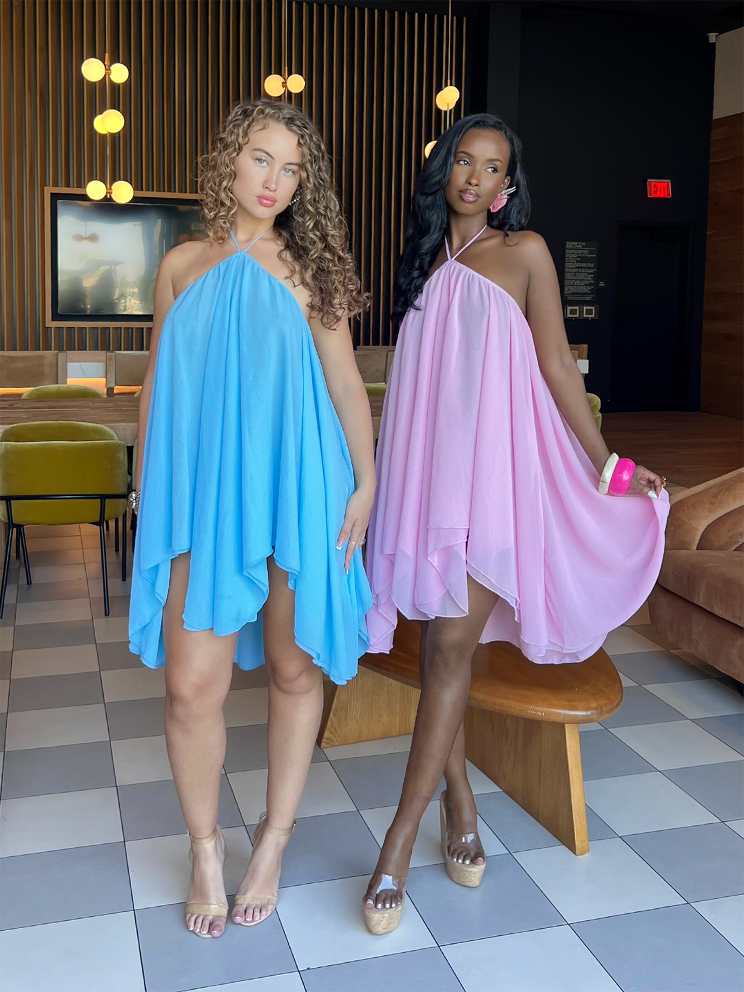 Tove Halter Mini Dress - Baby Blue L Tove Halter Mini Dress - Baby Blue L