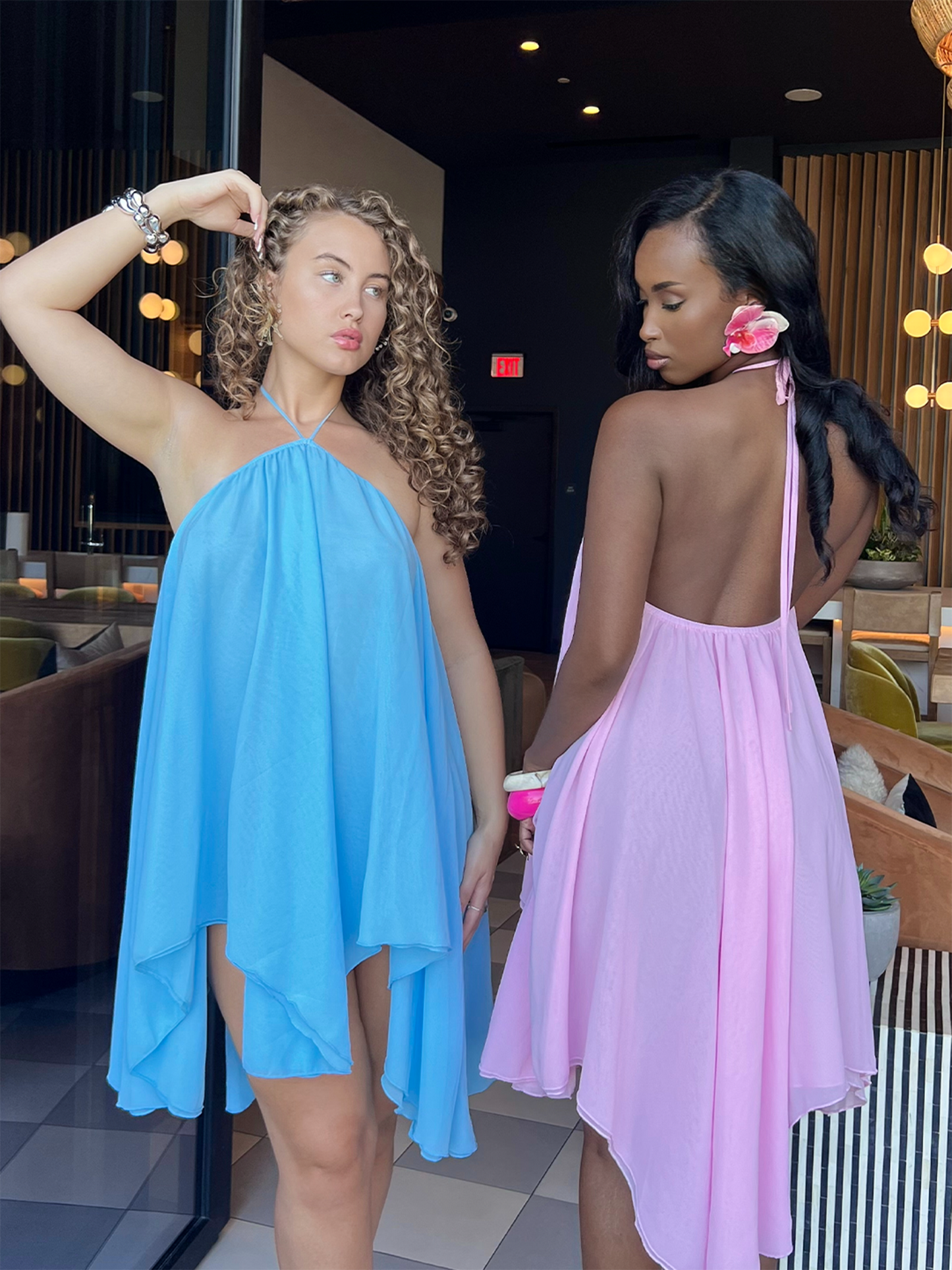 Tove Halter Mini Dress - Light Pink S Tove Halter Mini Dress - Light Pink S