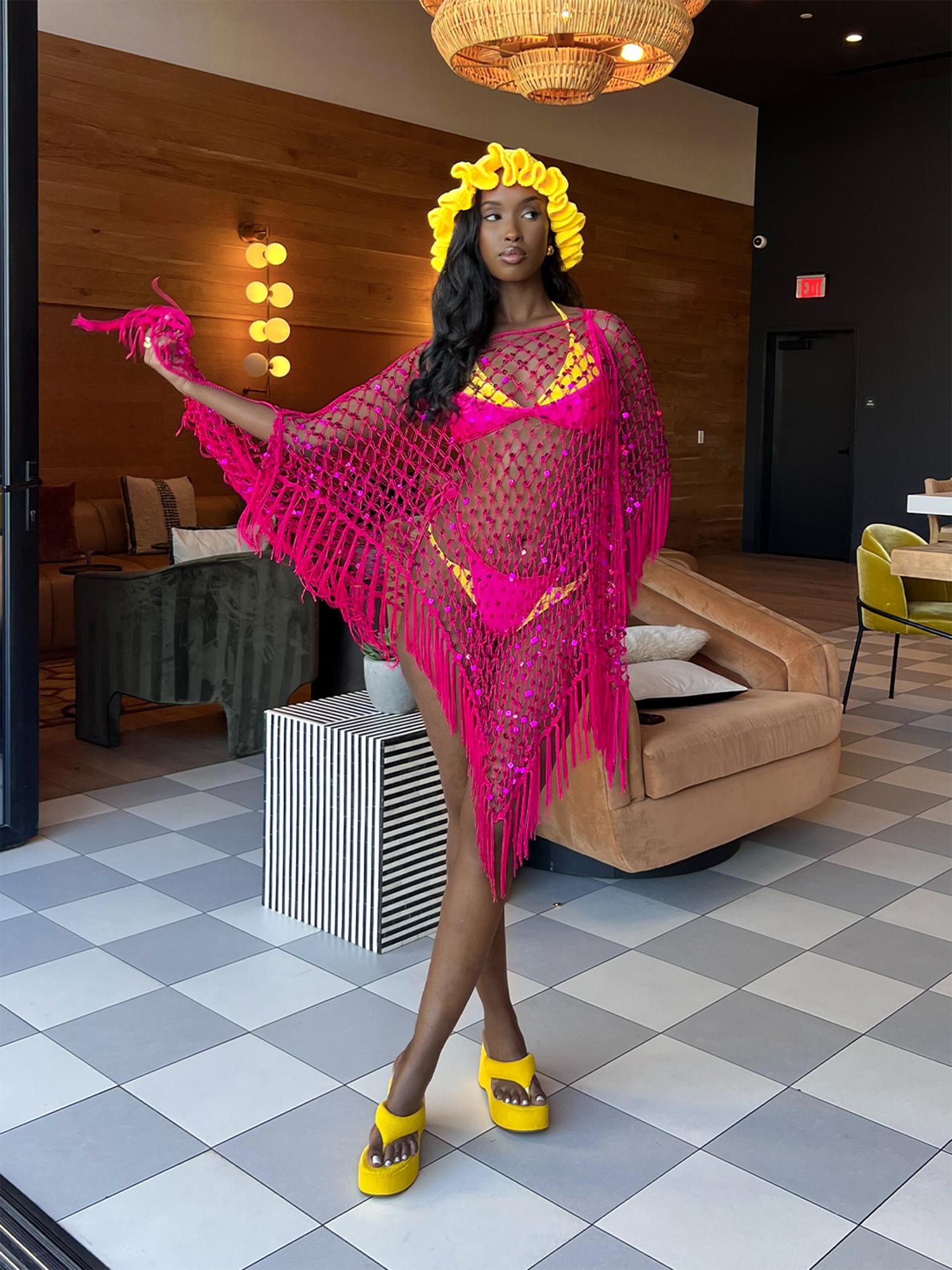 Jenna Poncho- Hot Pink