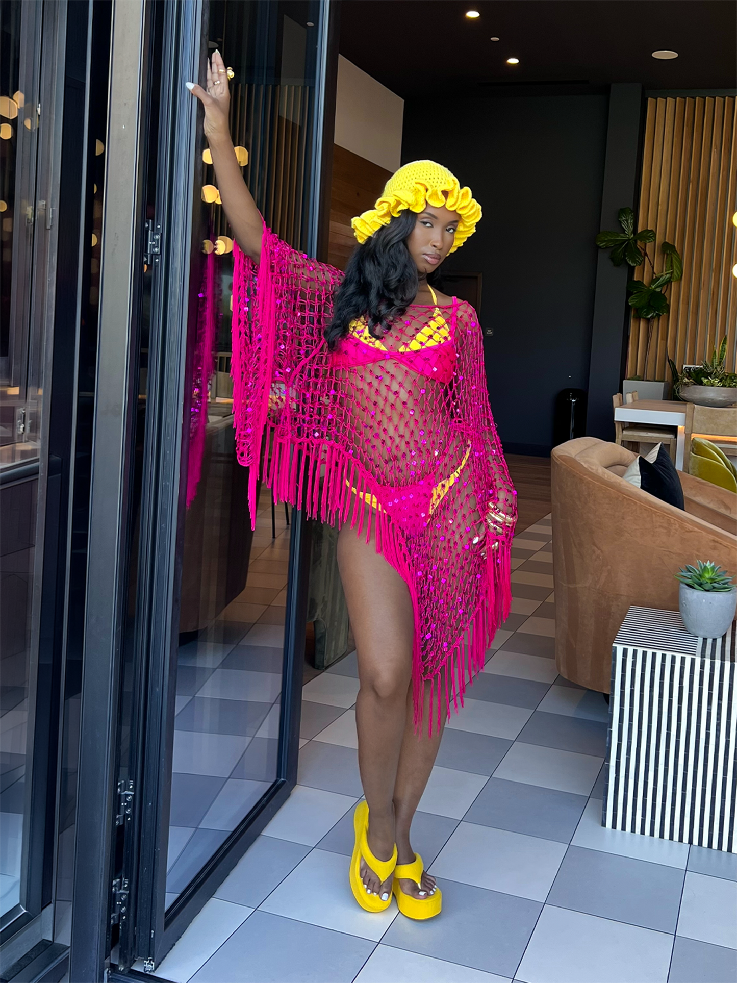 Jenna Poncho- Hot Pink