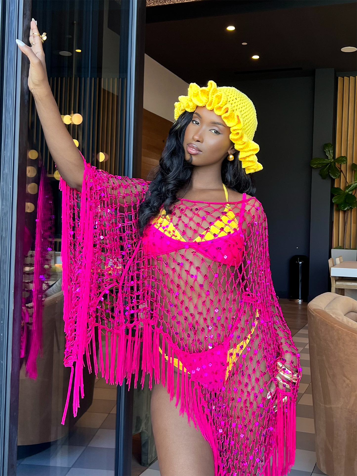 Jenna Poncho- Hot Pink