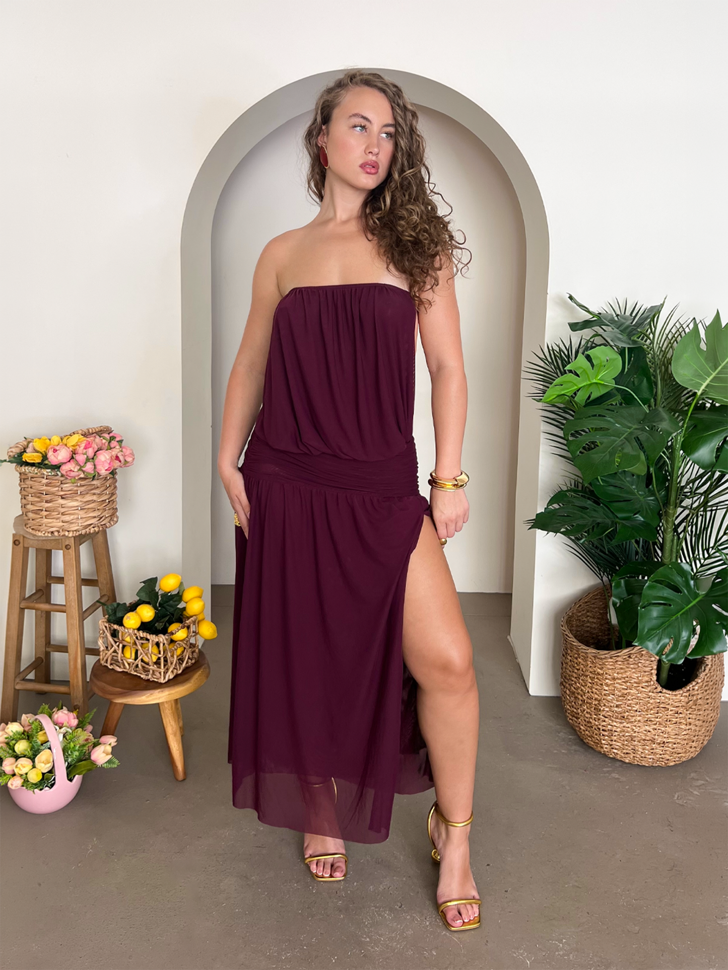 Hannah Tube Dress - Burgundy