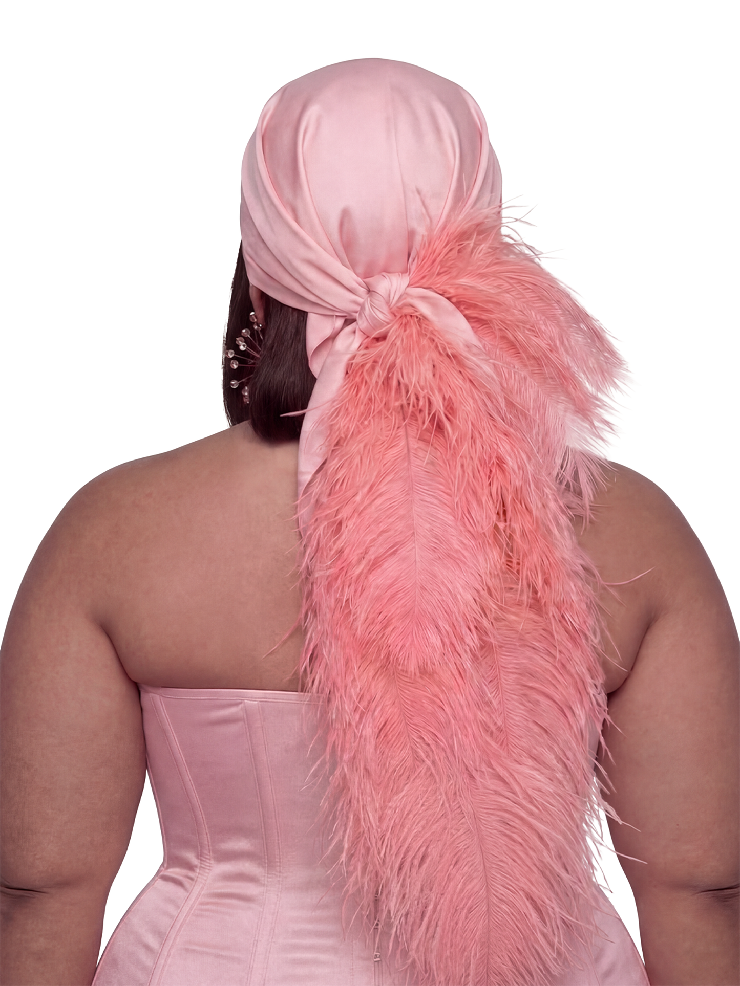 Noire Feather Headscarfs- Baby Pink