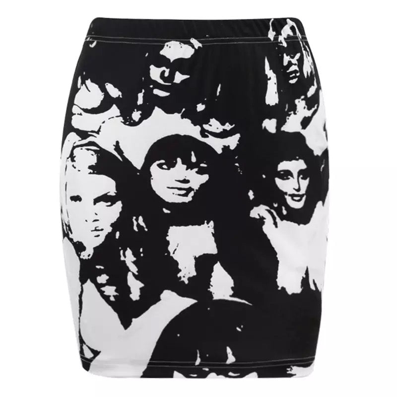 Axel Printed Mini Skirt - Black