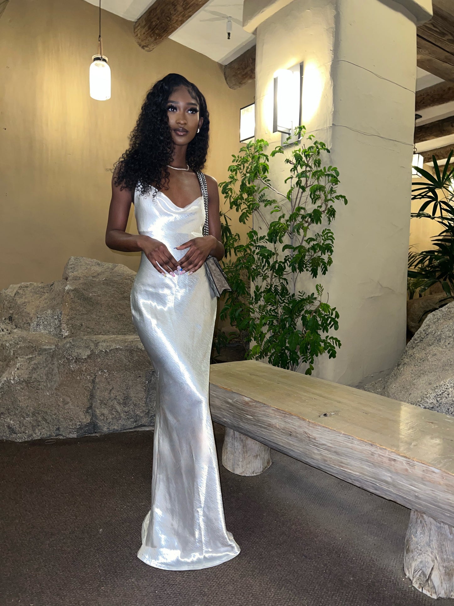 Naomi Satin Dress - White XL Naomi Satin Dress - White XL
