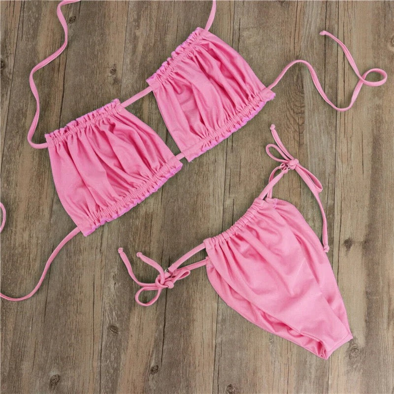 Knitting Factory Wet Bikini Bag Anchor Beach Waterproof Swimsuit Bag-Pink