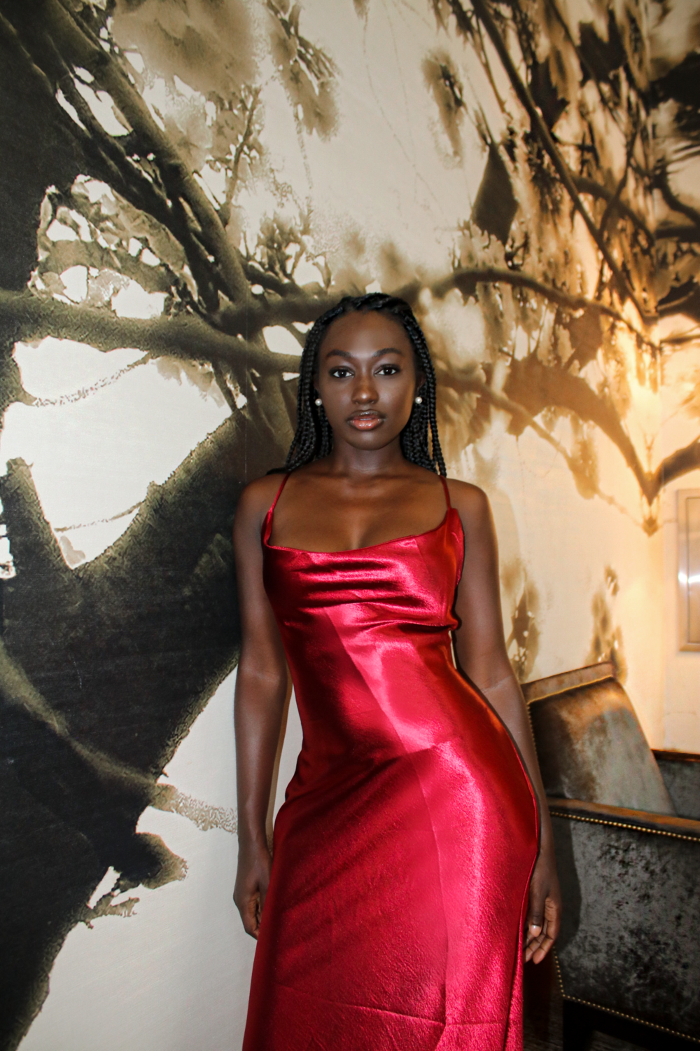 Naomi Satin Dress Red Pink Plastic